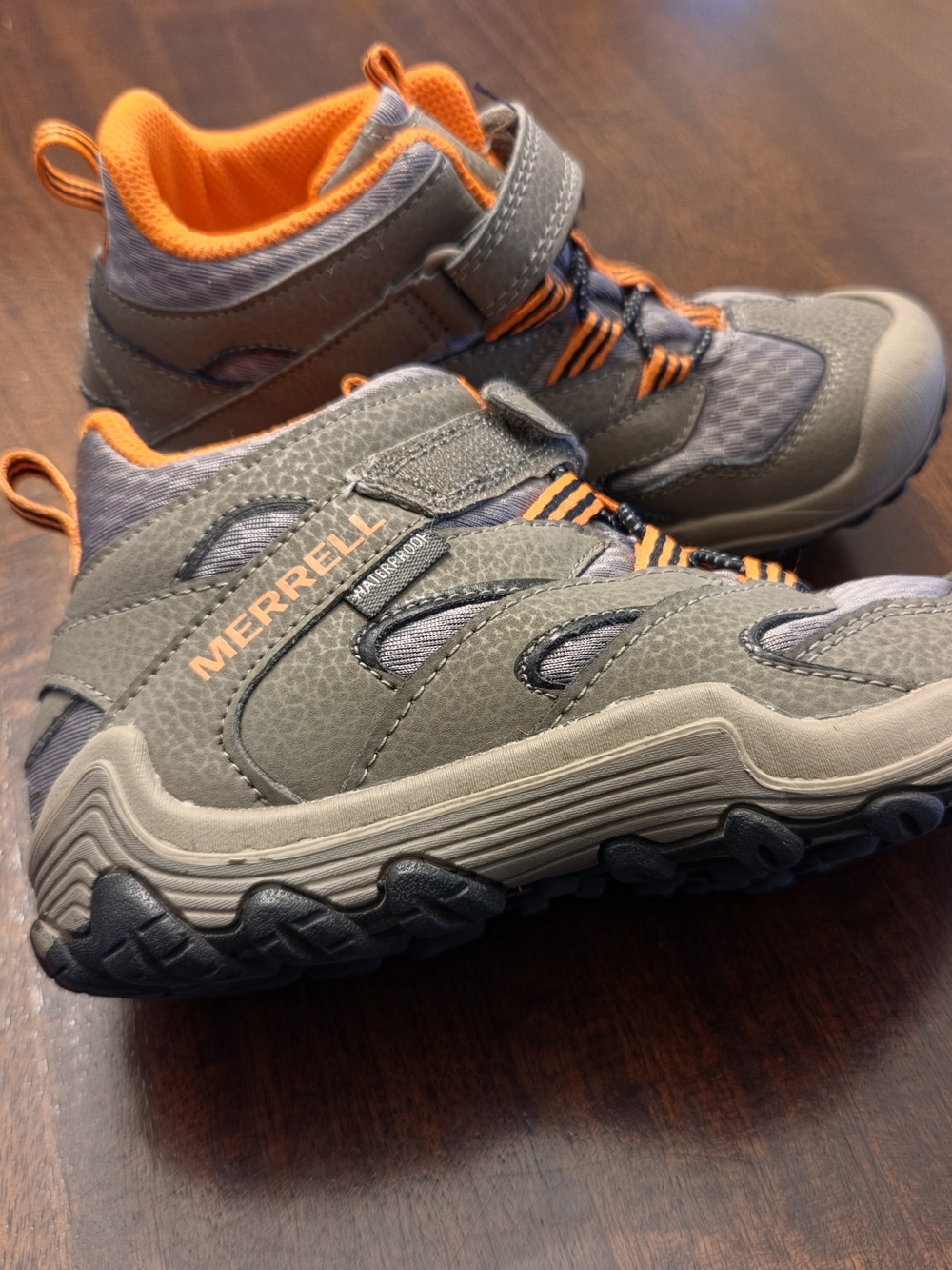 Merrell Kids'size 3  Gray and Orange Waterproof Hiking Shoes